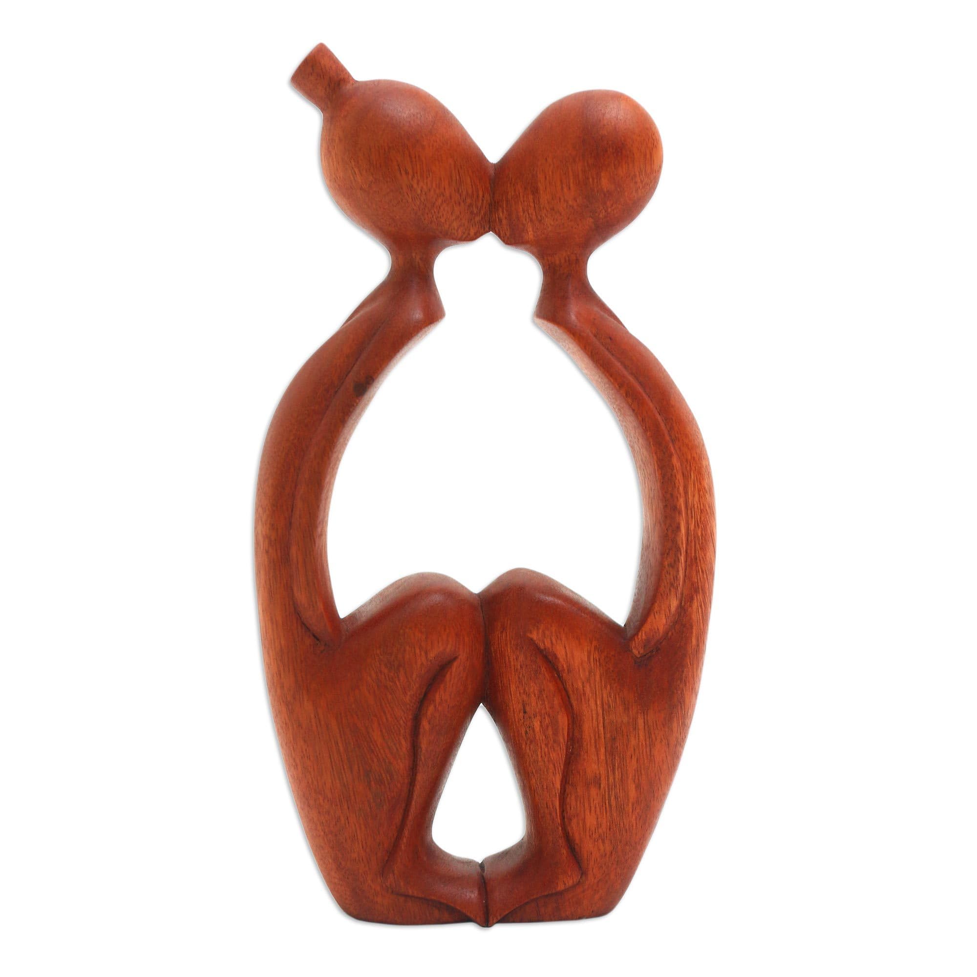 NOVICA marrón romántico Suar Madera Escultura, 11,75 cm los Amantes de los jóvenes