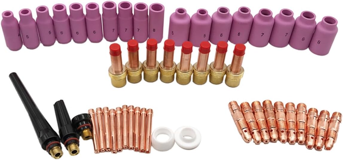 CHILDWEET 51PCS Tig Welding Torch Gas Lens Kit for Wp- Series Torch Consumables with Collets Cups and Electrodes for Precision Welding