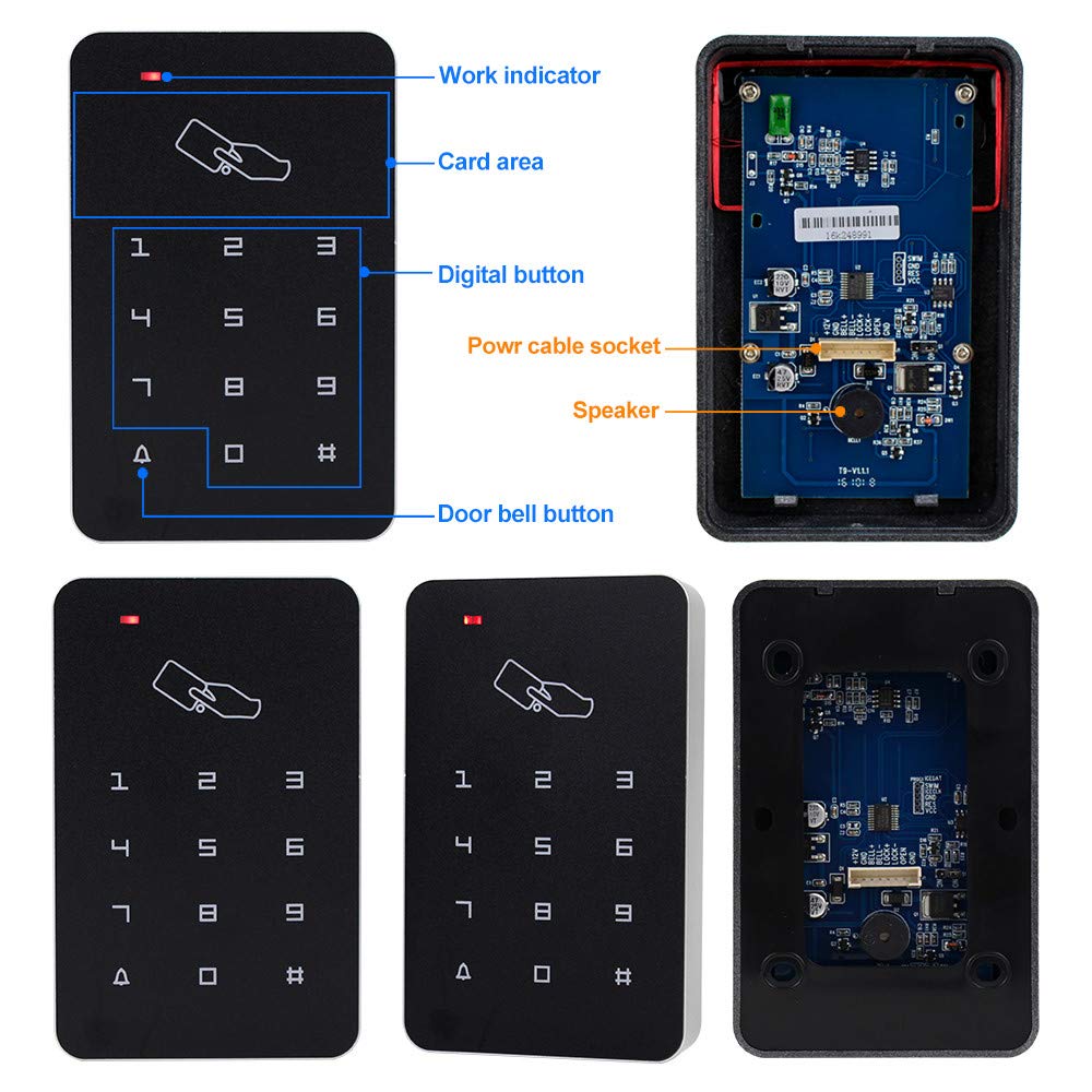 Dongyang RFID Kit de système de contrôle d'accès à la porte Serrure de porte avec boulon NC électrique + bloc d'alimentation + 10 pièces de porte-clés Ensemble complet