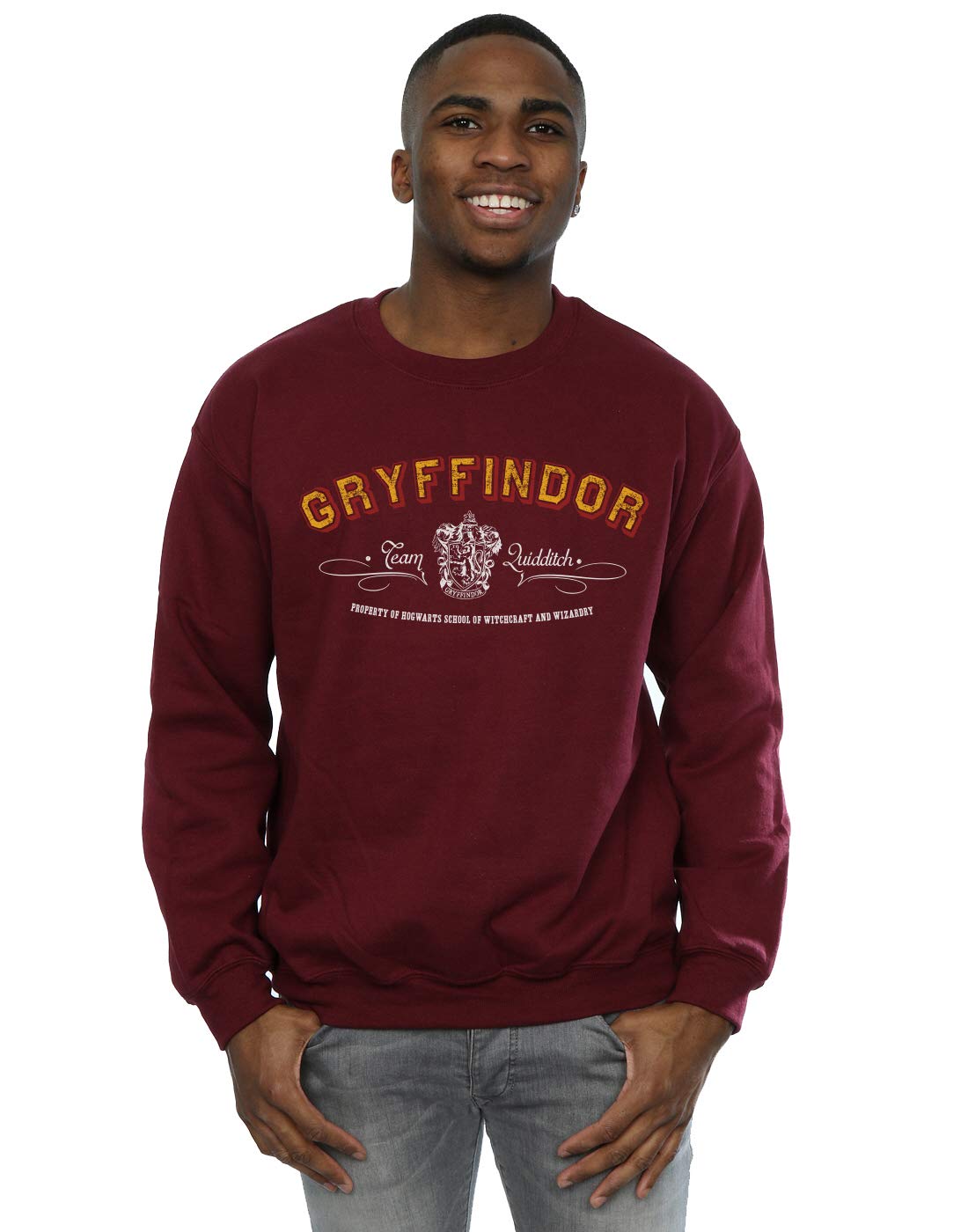 Absolute Cult Men's Burgundy Harry Potter Gryffindor Crest Sweatshirt Large