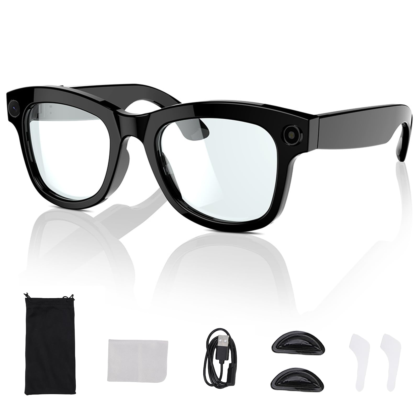 Inteligentne Okulary, Okulary Tłumacze Bluetooth AI z Aparatem HD 5MP 1080p, Głośnikami, Wywoływaniem Muzyki, 26 Języków Tłumaczenie (Anti)