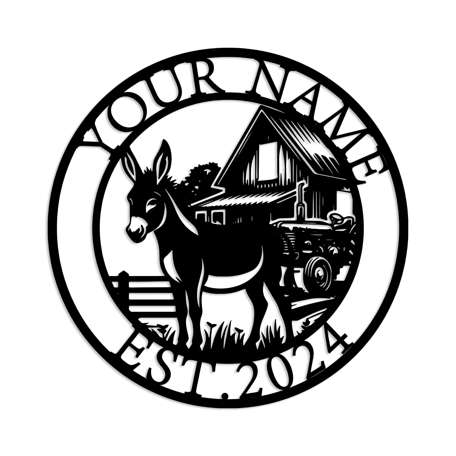 Kissesuu Donkey A Personalized Custom Donkey Metal Wall Decoration,Custom Donkey Metal Wall Art Name Sign,Donkey Metal Wall Decor, Donkey Farm Sign Personalized,Custom Donkey Metal Sign,Donkey Farmhouse Metal Wall Art