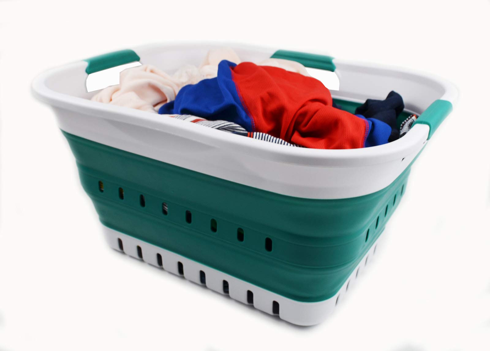 SAMMART 30 Litri Cesto portabiancheria pieghevole in plastica SAMMART - Contenitore/organizzatore pop-up - Vasca di lavaggio portatile - Cesto/cesto salvaspazio