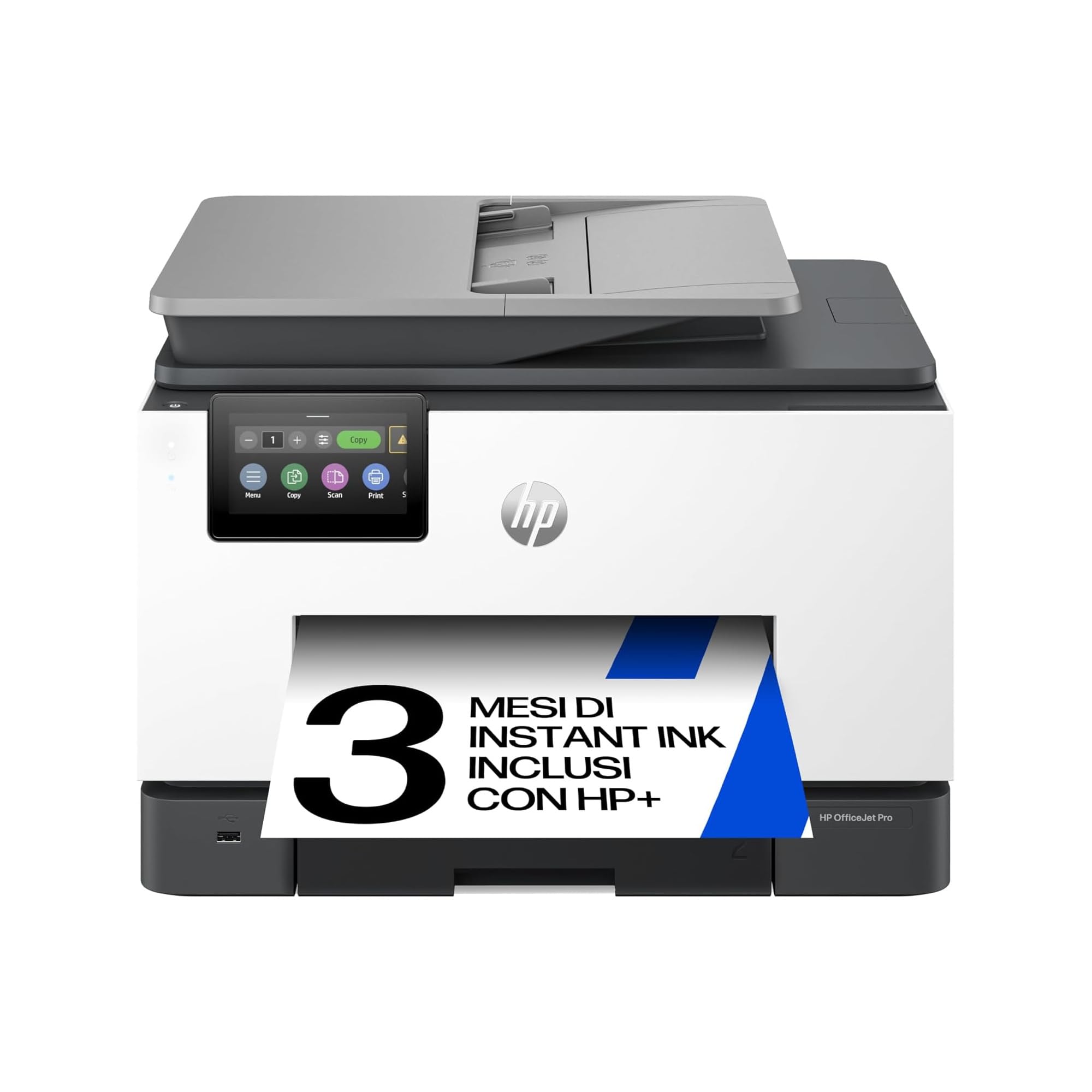 HP OfficeJet Pro 9132e 404M5B, Stampante Multifunzione a Getto d'Inchiostro A4 a Colori, Fronte e Retro Automatico, 25 ppm, Wi-Fi, Smart, 3 Mesi di Inchiostro Instant Ink Inclusi, Grigia
