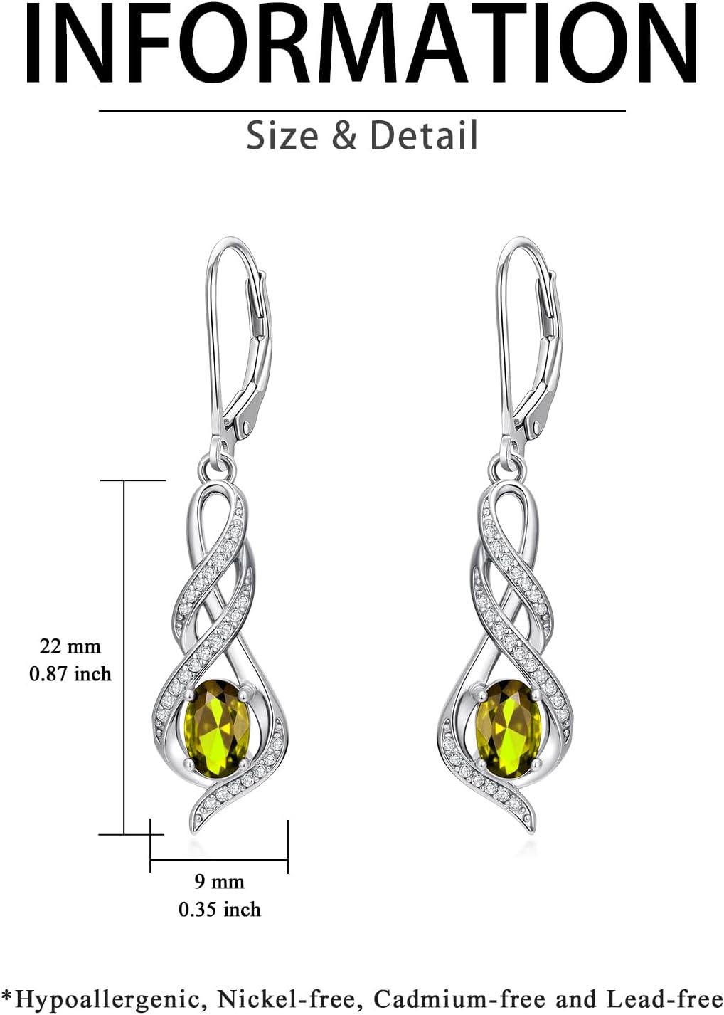 POIUY Mothers Day Gifts for Women, Infinity Birthstone Hypoallergenic Leverback Dangle Earrings, Fashion Jewelry, Anniversary Birthday Gift for Mom Wife Sister Friends Grandma Her