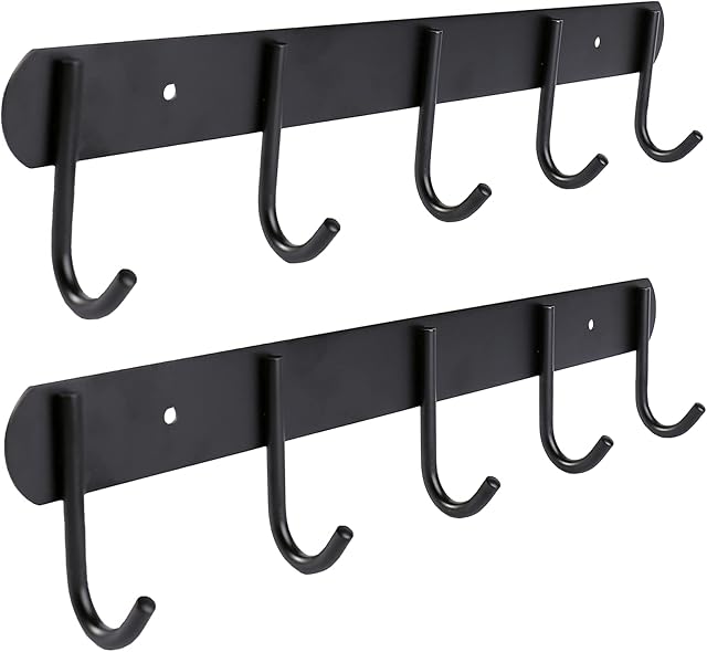 Encozy Coat Hooks Wall Mounted, Stainless Steel Coat Racks, Coat Hook, Coat Hooks for Wall, Coat Hooks Rack,Wall Coat Racks, Wall Hooks, Hooks Coat (Black 2PCS)