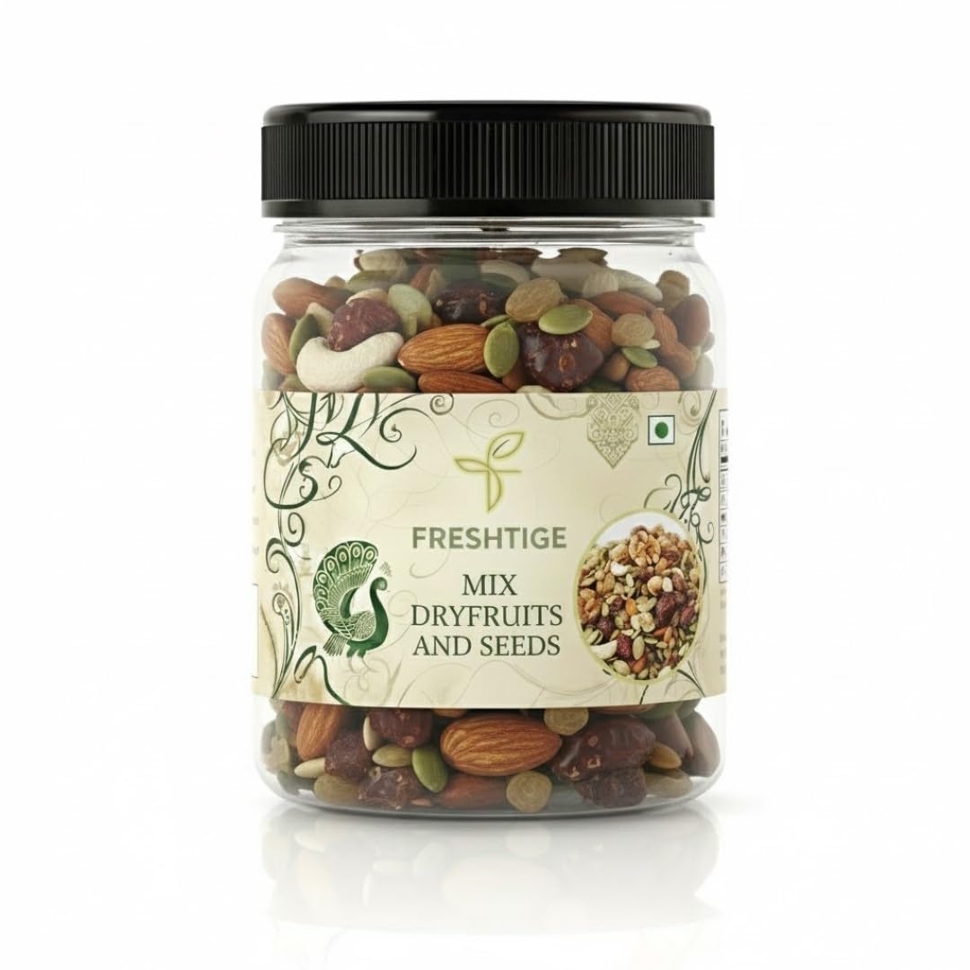 FRESHTIGE Mix Dryfruits and Seeds, Almonds, Cashews, Raisins, Pumpkin Seeds Fit for Fasting Healthy Snacks Mixed Nuts Dates (400grams)-image-49