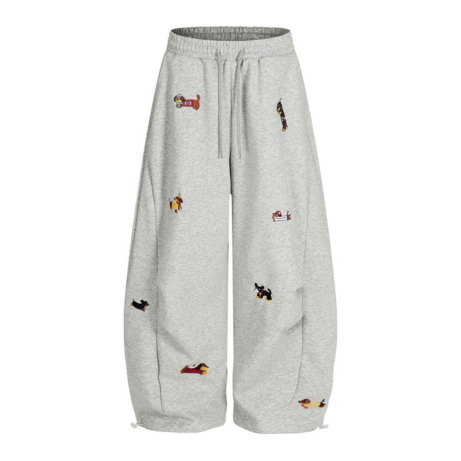 Pantalon de jogging baggy pour femme - Motif teckel - En coton - Cordon de serrage - Pantalon de loisirs Y2K Streetwear - Avec poches - Pantalons de jogging Baggy Joggers pour femme