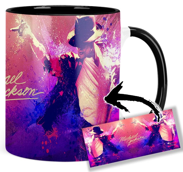 MasTazas Michael Jackson Tasse Ceramique Intérieure et Poignée Noire Mug