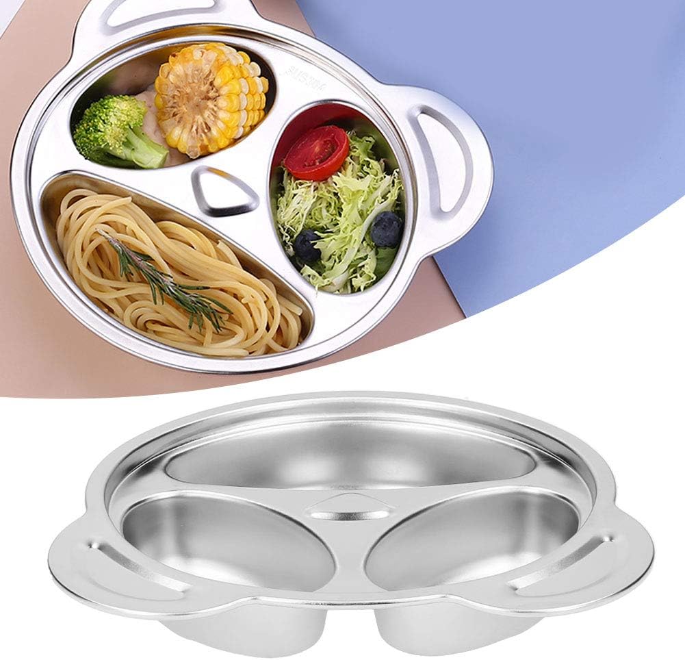 Stainless Steel Divided Plates, Snack Meal Lunch Trays, Unbreakable Panda Shape Divided Plates for Home, Kindergarten and School