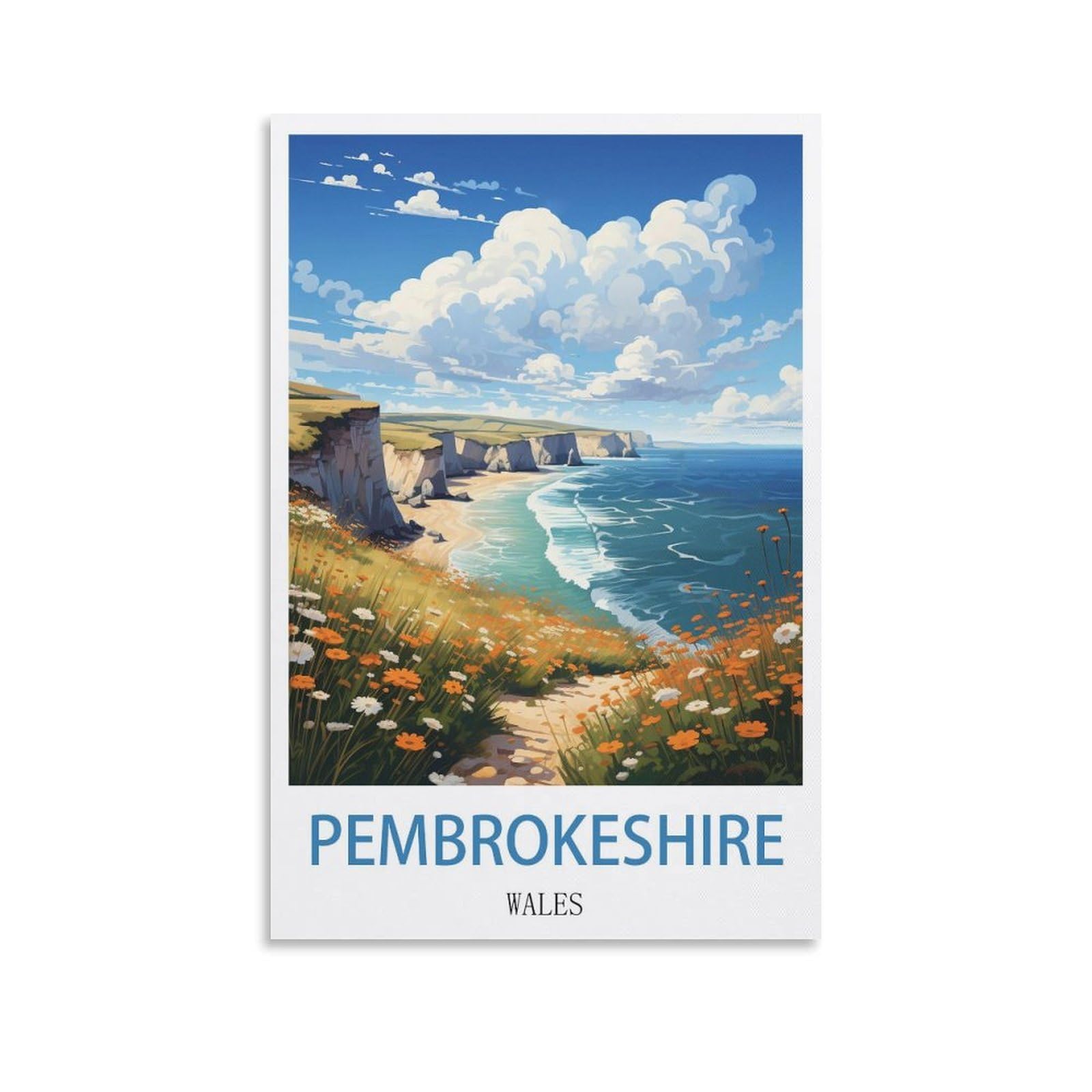 EZMLFA 5D Diamond Painting Kits for Adults,Pembrokeshire Wales,for Adults Beginners of All Ages, Round Full Drill Arts and Crafts Gems Home Wall Decor 50x60cm