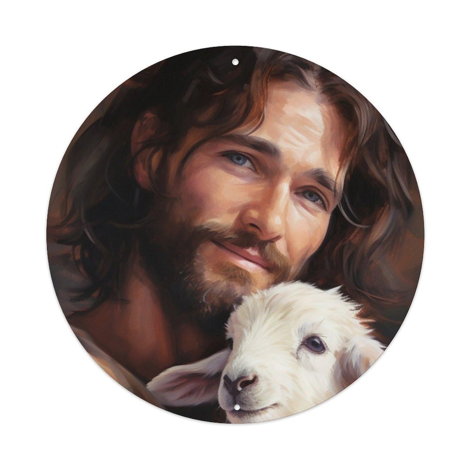 Jesus Carries The Lamb Religious Metal Tin Sign