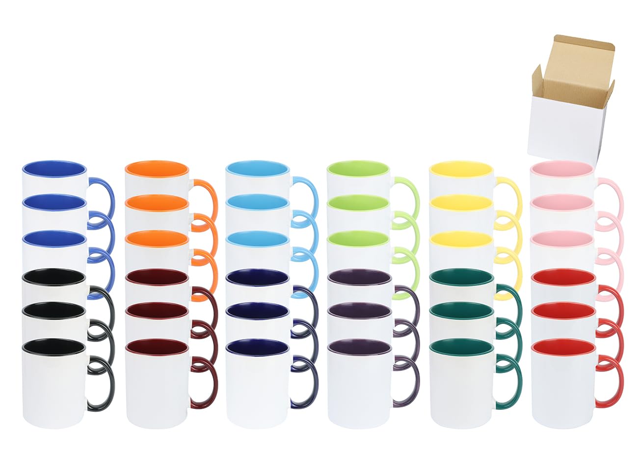 Home VSS 11oz Ceramic Sublimation Coffee Mug in White Gift Box Case of 36 12 Mixed Colors