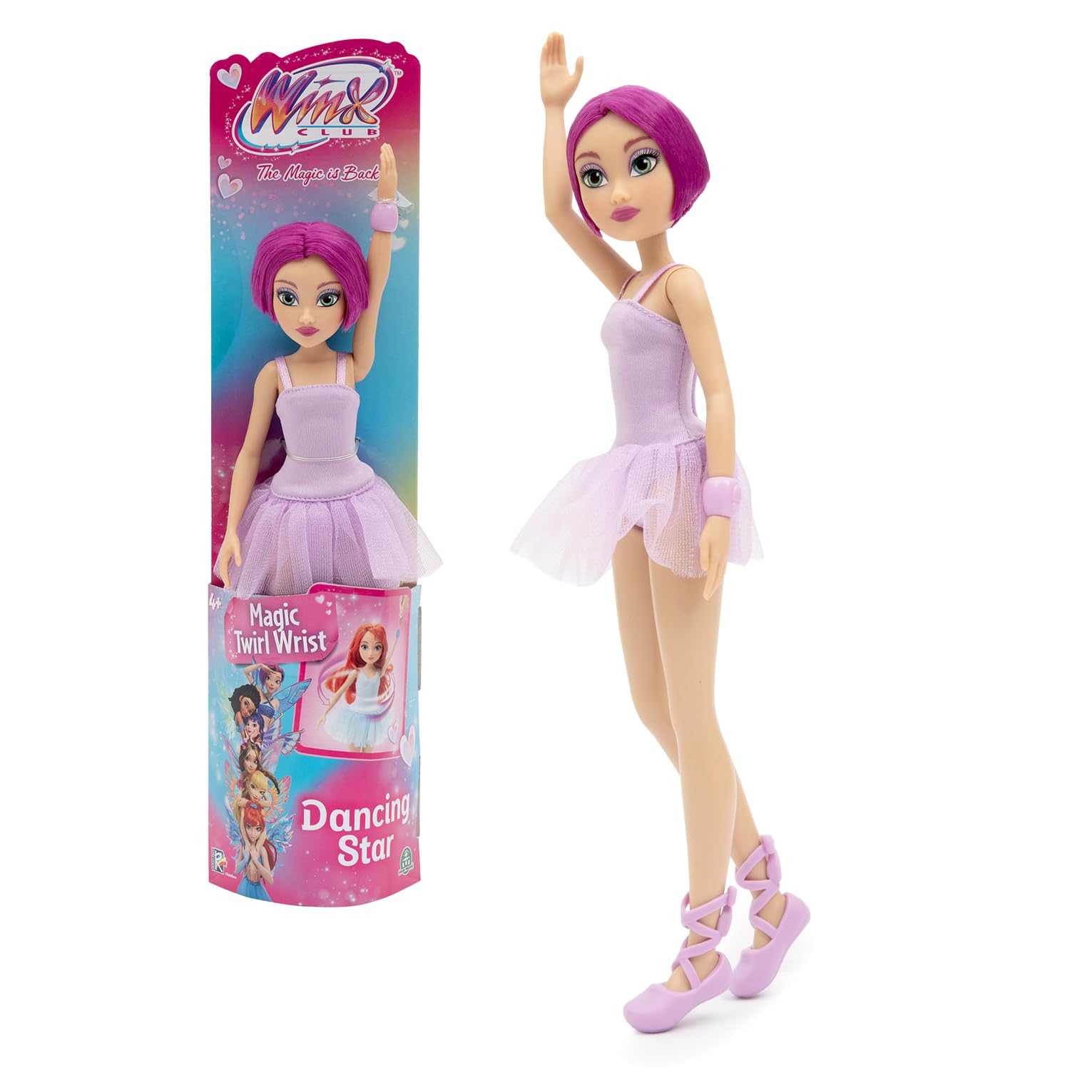 Winx Club Tecna Ballerina Doll 27 cm, Articulated Dancing Star with Spinning Wrist Action, Ballet Outfit & Removable Shoes, Poseable Toy for Girls & Boys Age 3+