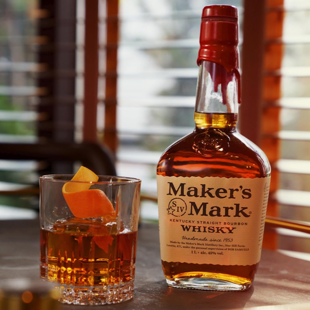 Maker's Mark | Handgemachter Kentucky Straight Bourbon Whisky | 45% vol | 1000 ml Einzelflasche (Packung mit 2)
