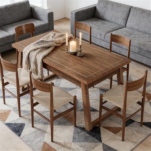 Rectangular Dining Table with Drawer Solid Wood Legs (Just 1pcs Dining Table)