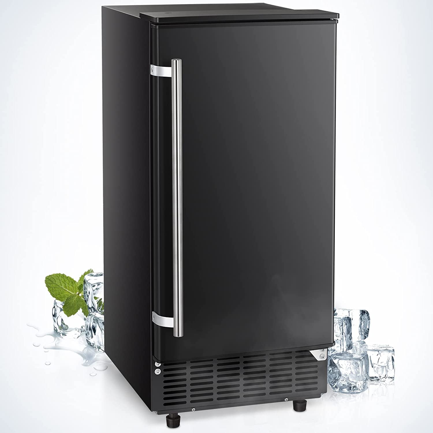 Under Counter Ice Maker, 80Lbs Daily Built-in Ice Maker Machine, Reversible Door, Auto Clean, 24H Timer, Commercial Ice Maker for Home, Coffee Shop, Office, Bar and Party, Black