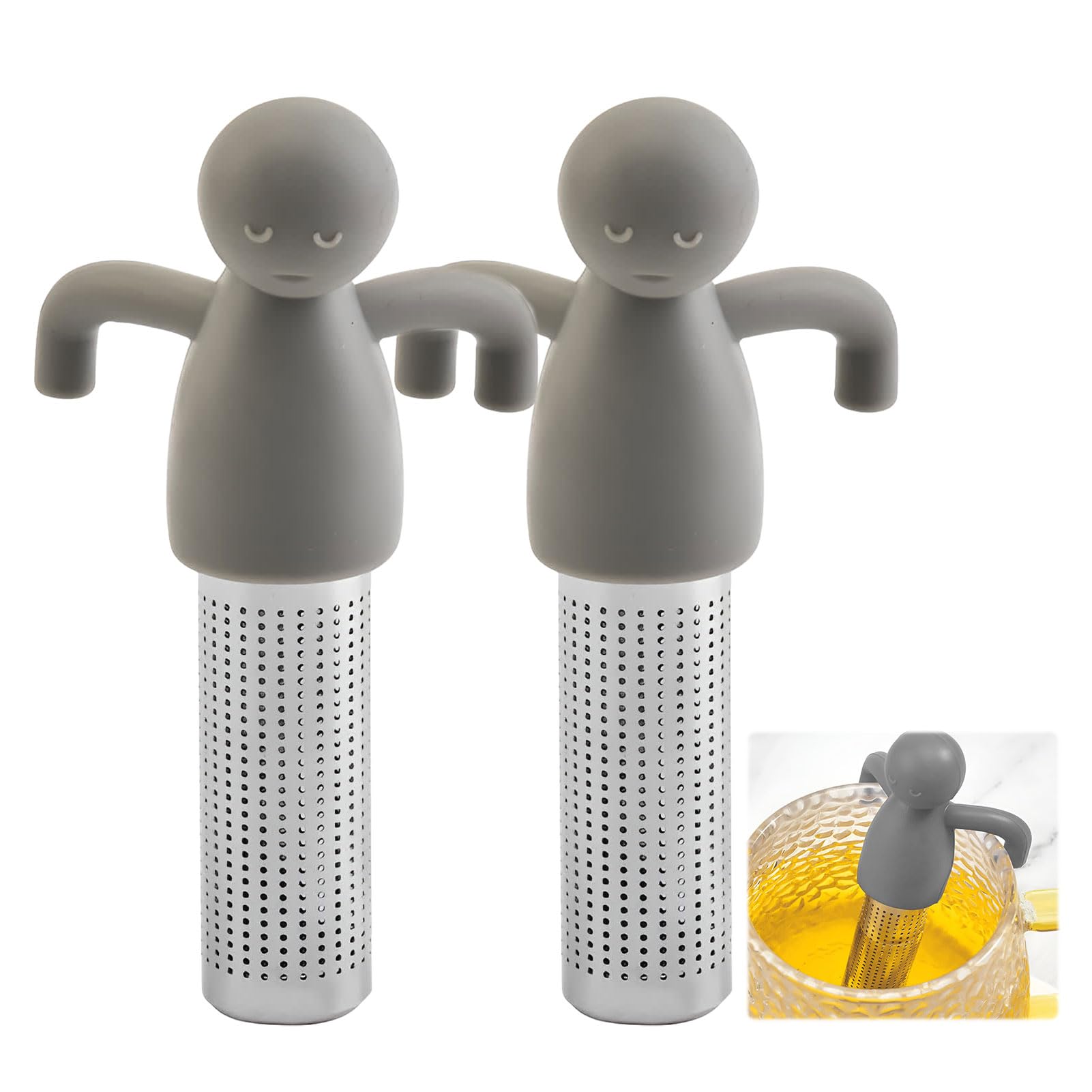 Tea Strainer for Loose Tea,2PCS Tea Infuser for Loose Tea,Cute 304 Stainless Steel Fine Mesh Tea Strainers for Loose Tea,Loose Tea Infuser Creative Tea Diffuser Steeper for Teacups Teapots