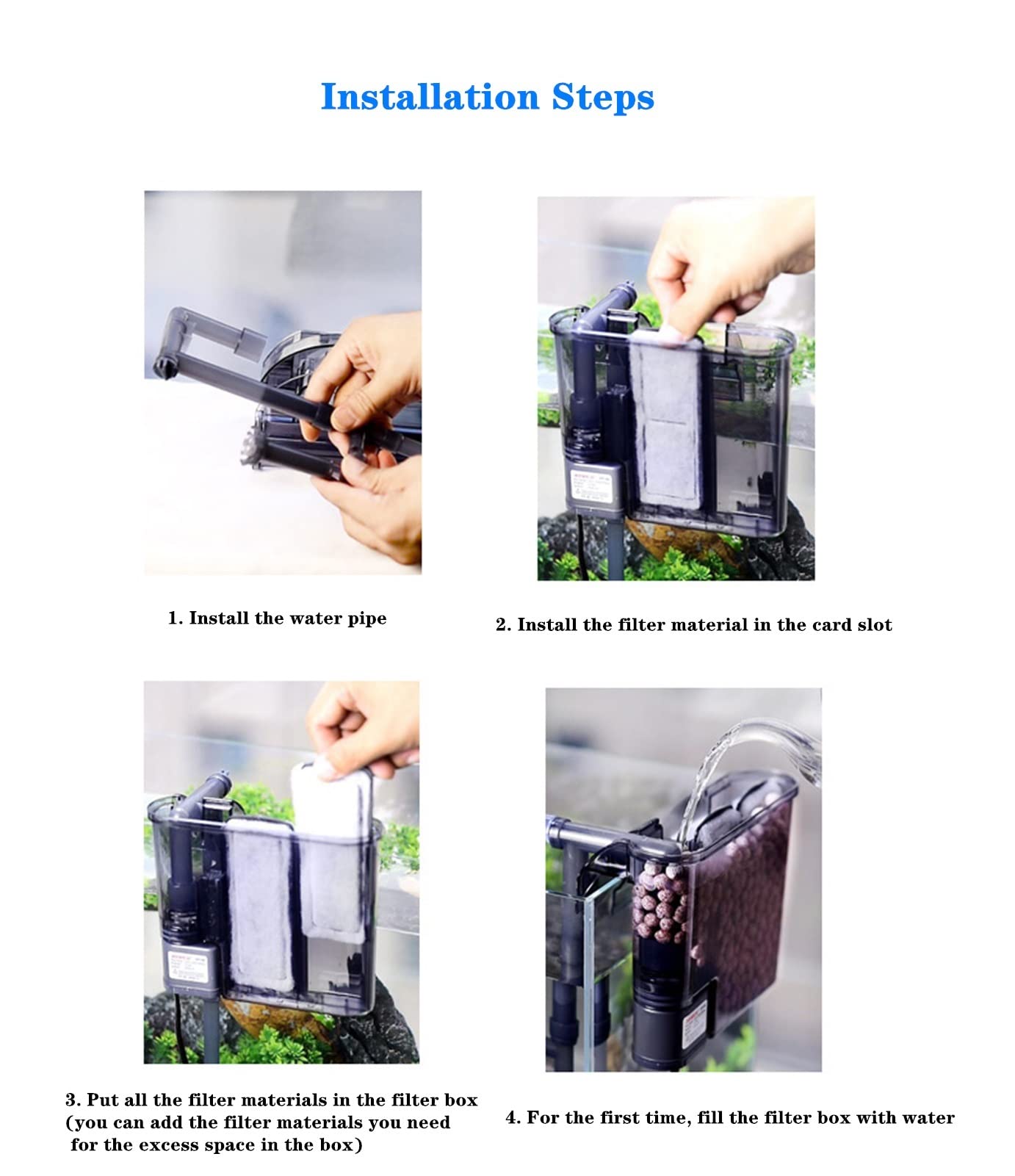 Filtro Exterior para Acuario Hang Acuario sumersiBL 3-en-1 Tank de Pescado Colgante Externo Filtro de Potencia Cascada Bomba de Aire de Aire de Acuario Externo
