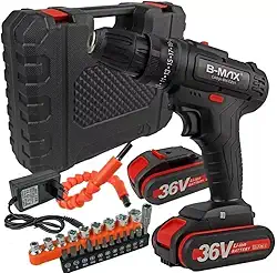 Furadeira e Parafusadeira Portátil com 2 baterias 36V + Kit Maleta com Acessórios - Bivolt