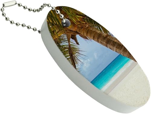 GRAPHICS & MORE Llavero flotante de palmera tropical océano playa flotante de espuma ovalada barco de pesca boya clave flotador