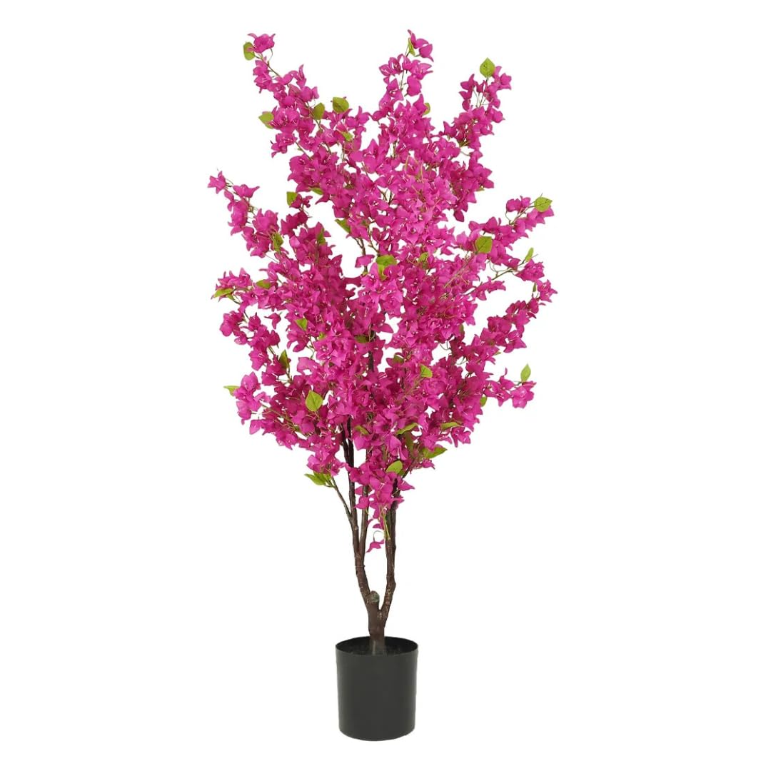 Ligne Déco - Bougainvillier Artificiel Fuchsia 175cm | Plante Artificielle Pot Noir Intérieur Imitation Terre | Decoration Maison Élégante et Réaliste | Fausse Plante Bougainvillier Interieur