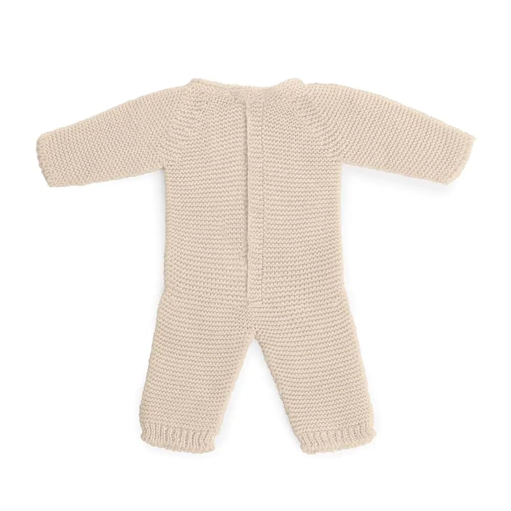 Miniland Beige knit pajamas for doll 38 cm. Made in Spain with recycled textile. Miniland Dolls.