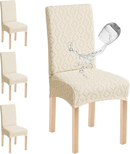 Miniatura 19 de Genina Juego de 4 fundas impermeables para sillas de comedor, extraíbles y lavables, color gris oscuro Gris-oscuro,Beige,Negro,Chocolate,Blanco