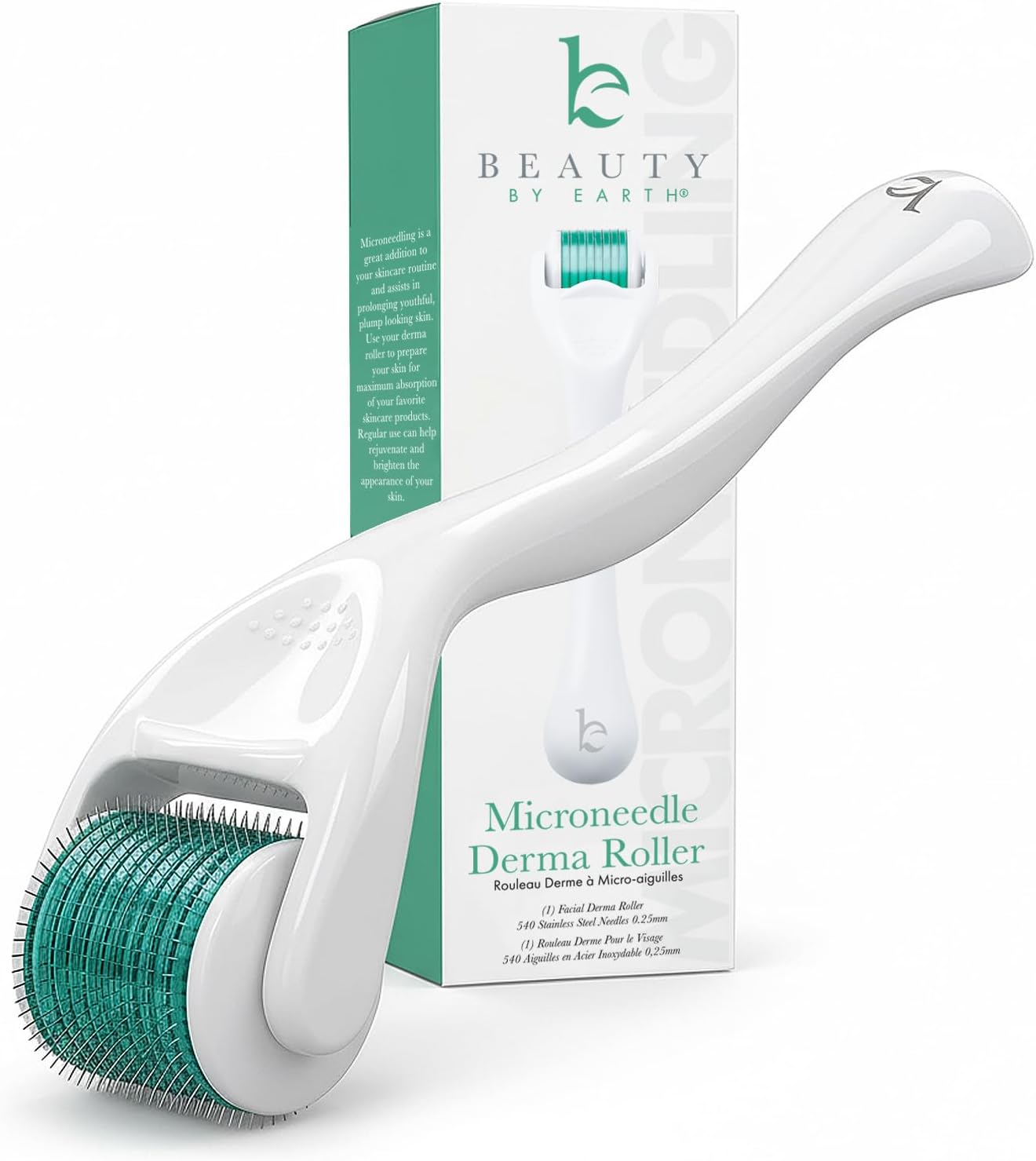 Derma Roller for Scalp, Beard & Face - Microneedling Roller with 540 Titanium 0.25mm Micro Needles, Microneedle Tool for Hair, Skincare Tools for Women & Men