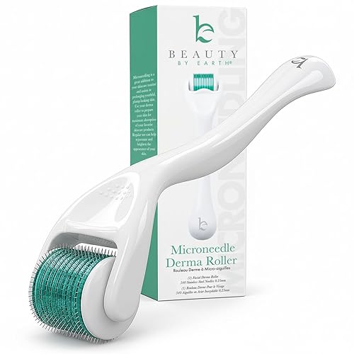 Derma Roller para cuero cabelludo, barba y cara, rodillo de microagujas con 540 agujas de titanio de 0.010 in, herramienta de microagujas para el