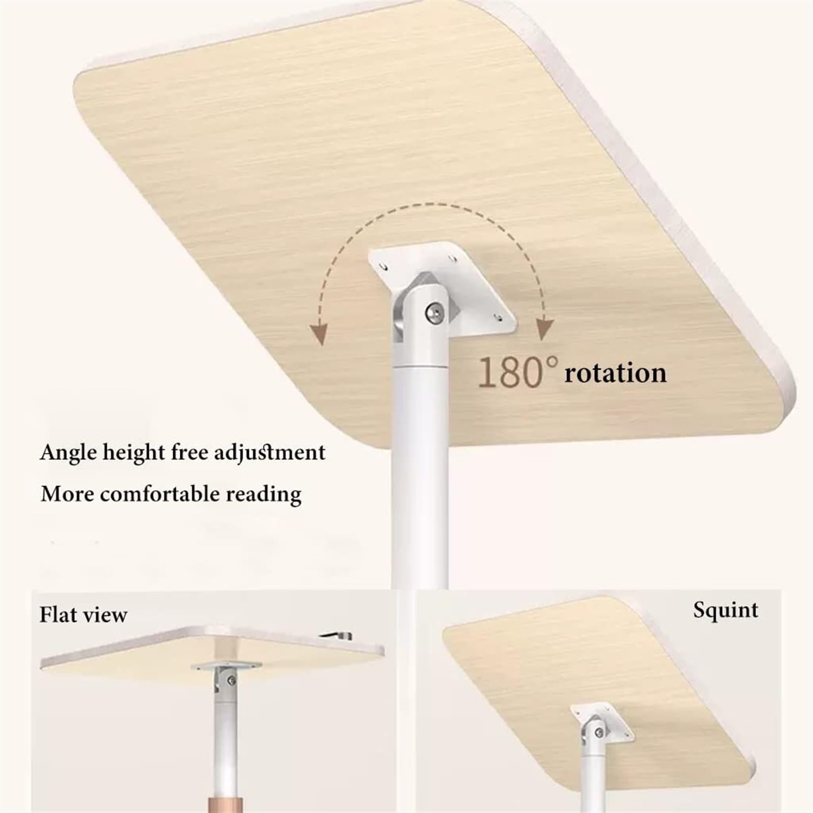 Atril para Leer en la Cama, Soporte para Libros de Suelo para Leer, Soporte para portátil de Altura Ajustable, Soporte para Libros de Cocina y revistas con ángulo ajustab