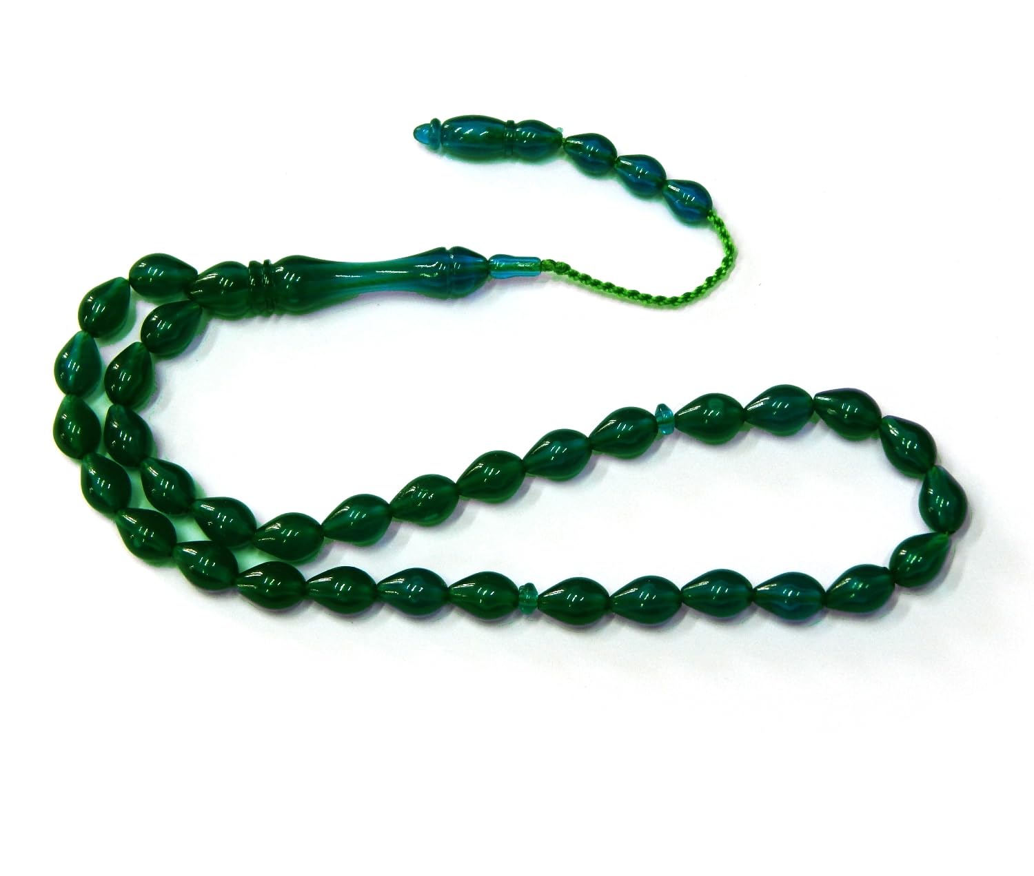 Prayer Beads Prayer Beads Tesbih Tasbih Tespih Misbaha Subha 33, 10 mm Drop Shape Muslim Islamic Rosary Worship Accessories Jewellery Bracelets (Dark Green)