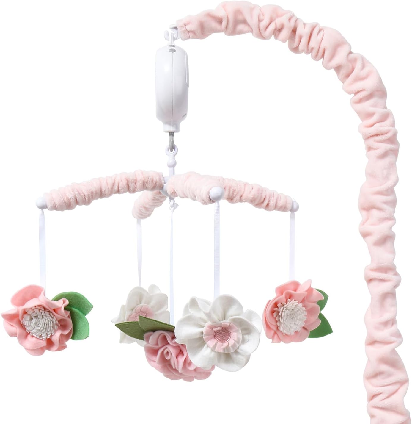 The Peanutshell Crib Mobile for Girls - Pink Musical Baby Crib Mobile with 12 Lullabies, Flower Baby Mobile Crib Pink Floral Nursery Decor