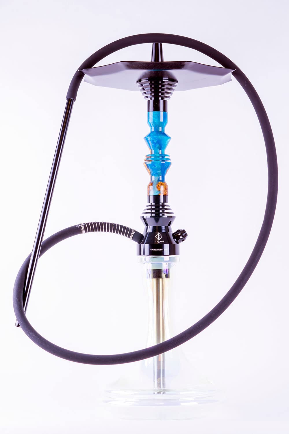 B2 Hookah Precious Cut Collection Oceans of Blue Burl Wood INCLUDES MATCHING VASE