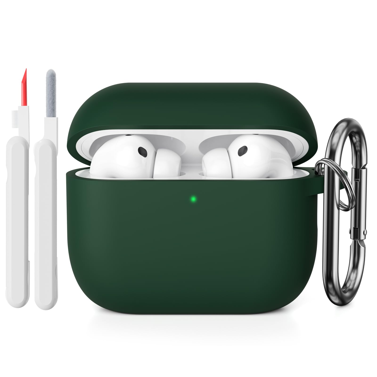 KOKOKA Funda de Silicona Compatible con AirPods Pro 3.ª Generación con Kit de Limpiador, Anti-rasguños, Anti-Polvo, Funda Case Silicona para AirPods Pro 3 con Mosquetón, LED Frontal Visible, Negro — view 37