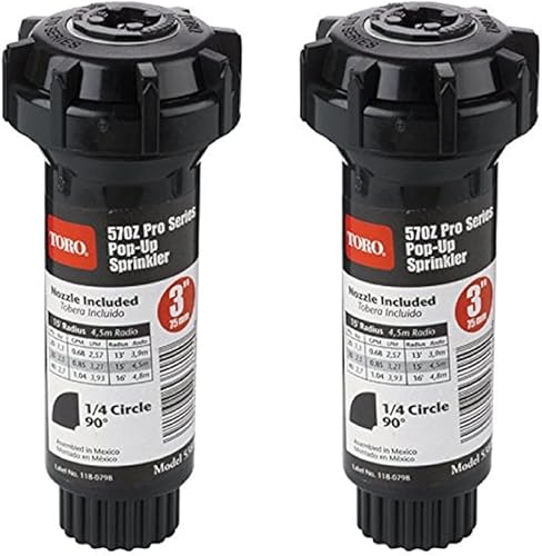 Toro 53815 Spray fijo emergente de 3 pulgadas con rociador de boquilla, 90 grados, 15 pies, negros (paquete de 2)