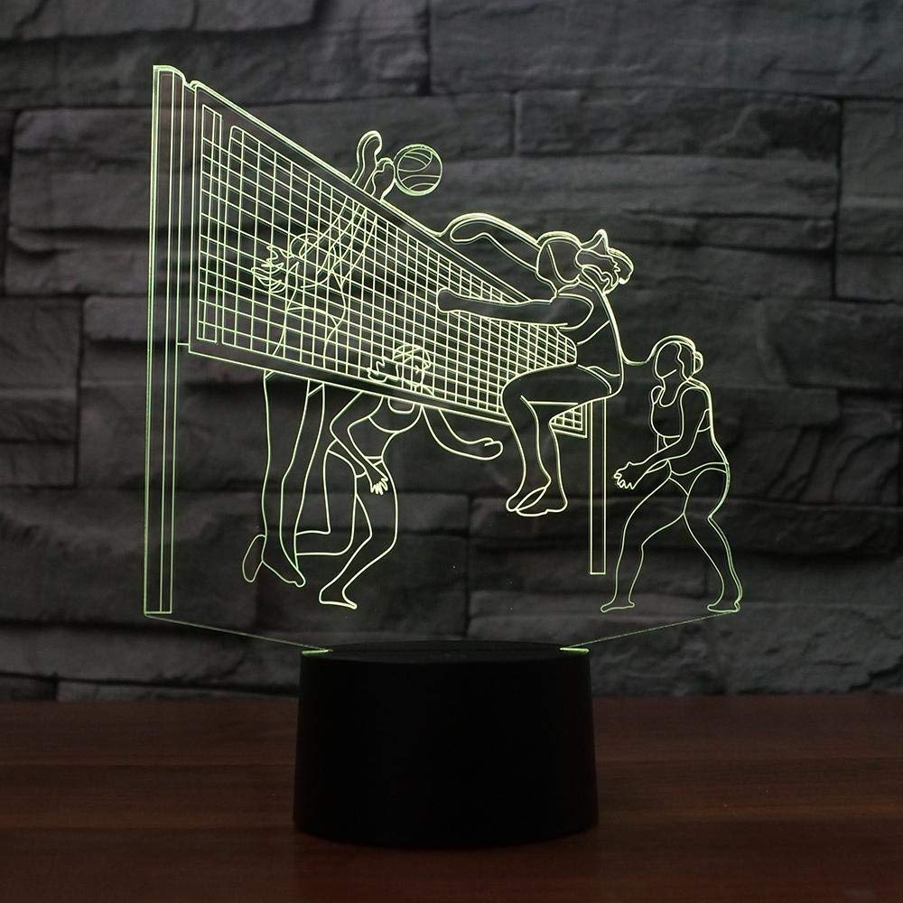 3D Volleyball Night Light - 16 Color Changing LED, Remote Control, USB Powered, Acrylic Desk Lamp For Kids Room Decor - View #7
