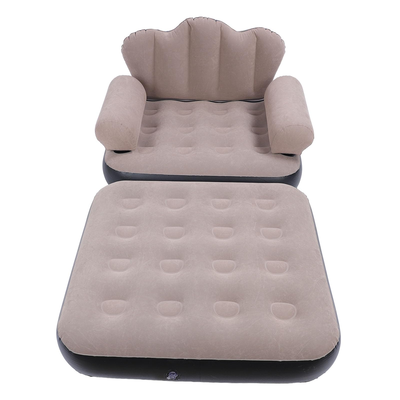 Focket Inflatable Sofa Bed, Portable Foldable Thickened Flocked PVC Blow Up Couch Mattress, Large Size 198x70cm Supports 200kg Inflatable Couch for Home Travel Camping Coffee Color