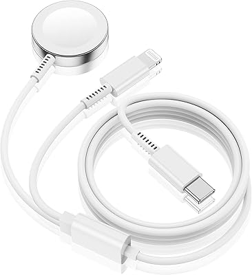 Apple Watch USB C Cable, [Apple MFi Certified] Smart iWatch Magnetic Cable for Watch Series 8 7 6 5 4 3 2 1 SE1 SE2 & iPhone 14/13/12/11, Type C 2-in-1 Fast Charging for iPhone&Watch-6.6ft (White)