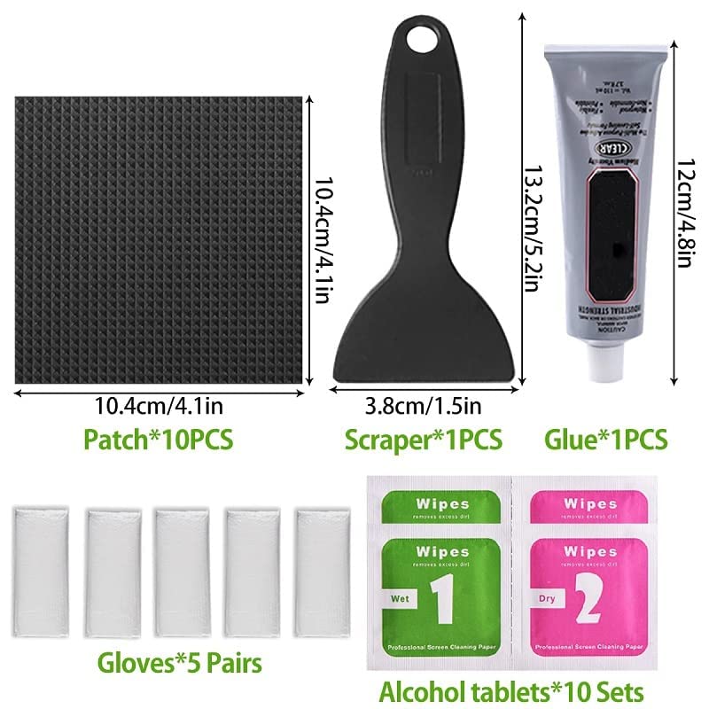 Weshaso Trampoline Patch Repair Kit, 4x4 Square Fixing Kit on Puncture Patches, Multi-Purpose Trampoline Repairing Tools for Trampoline Mat Tear or Hole