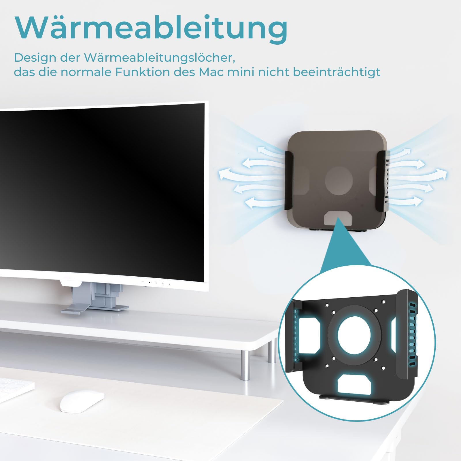 Support en métal compatible Mac Mini M1 M2 M2 Pro VESA mur sous table Dock résistant aux rayures