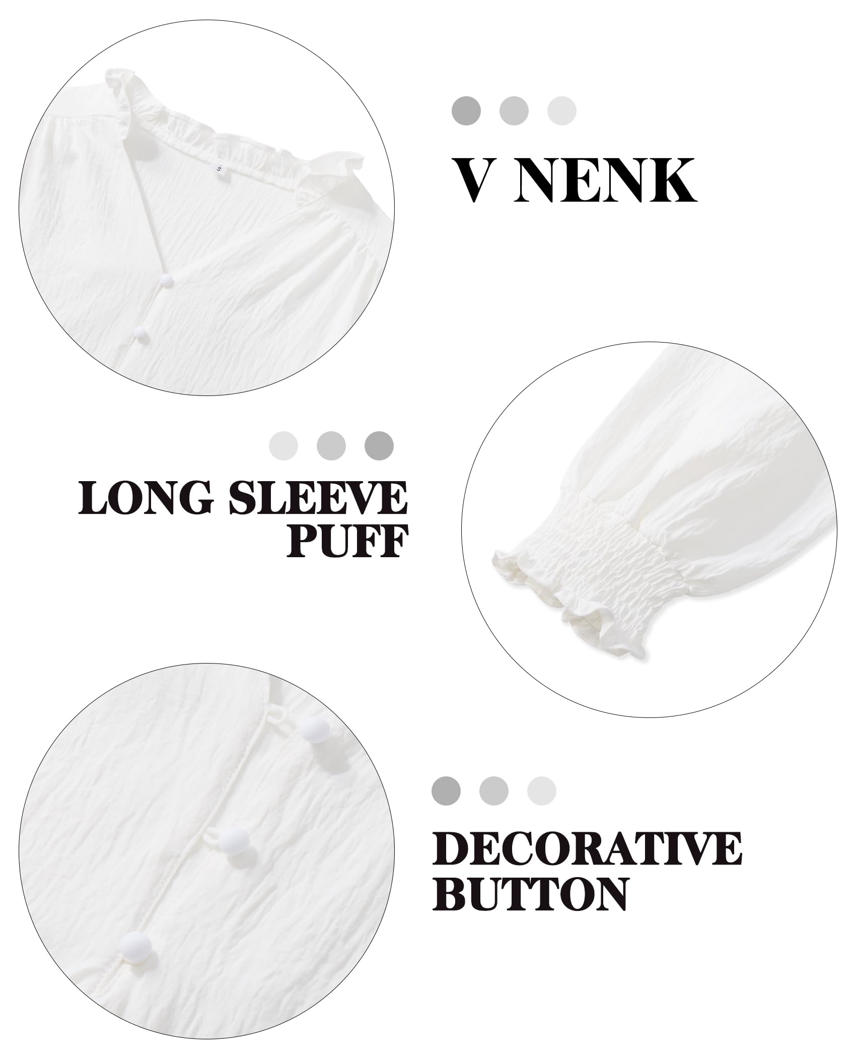 Womens Long Sleeve Shirts 2025 V Neck Blouses for Women Dressy Casual Tunic Fall Tops Trendy with Smocked Cuffs