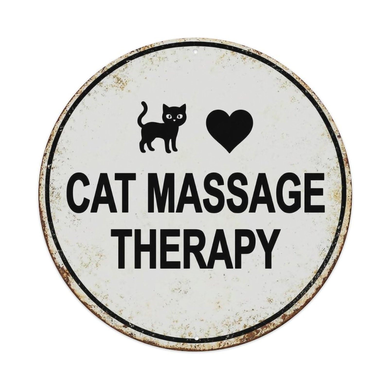 Vintage Cat Massage Therapy Spa Vintage Metal Tin Sign Plaque Wall Decor for Cafe, Club Bar, Office, Garden Metal Poster 8x8Inch