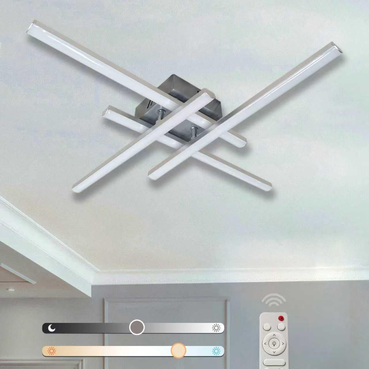 Sweier LED Deckenleuchte, 28W 2800LM Dimmbar Modern Deckenlampe, Silber Deckenleuchte Speicherfunktion Geeignet für Wohnzimmer, Schla fzimmer, Küchen und Flure