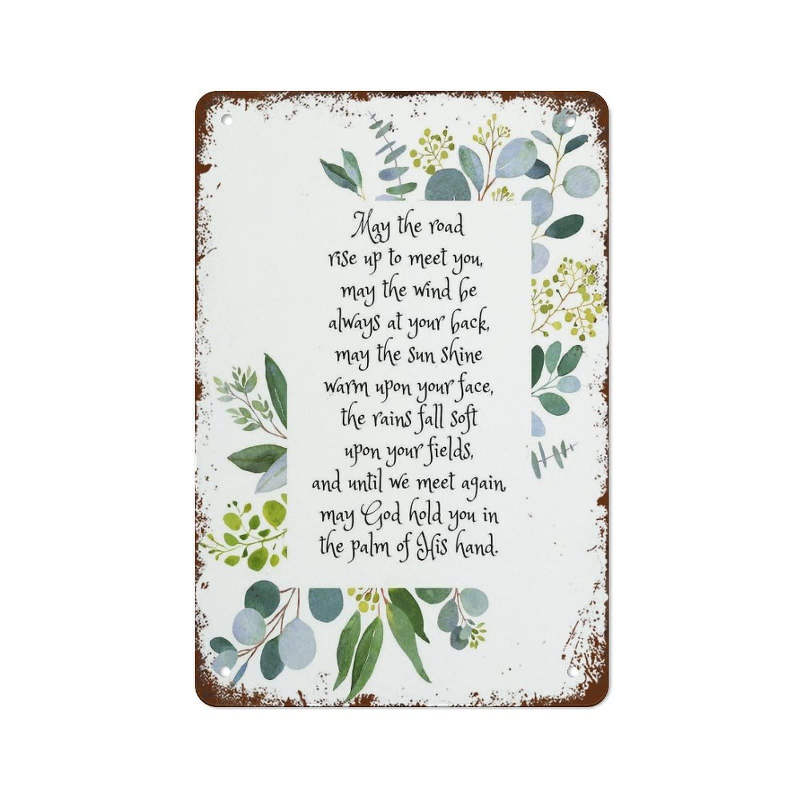 May The Road Rise Up to Meet You Irish Blessing Print Irish Prayer IrelAnd Gift Christian Gift Wedding Gift Green Wall Art Watercolor Funny Vintage Metal Tin Sign For Home Bathroom Coffee 8x12 Inch