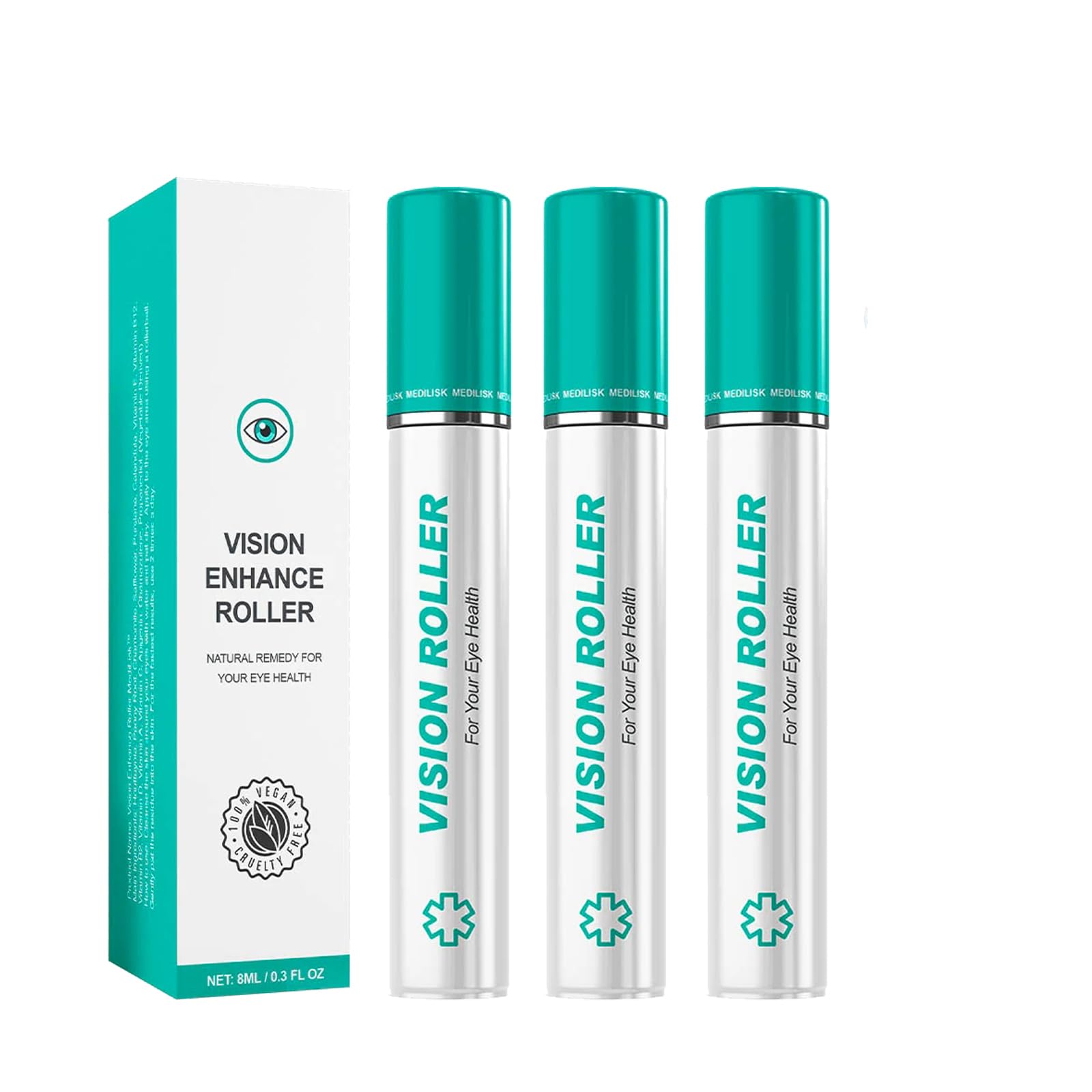 Vision Enhance Roller Medilisk,Medilisk Ophthalmic Vision Enhance Roller, Vision Enhance Roller Eye Massage Roller, Enhances Visual Clarity, Relieve Eye Strain, Relief Dry Dryness (3PCS)