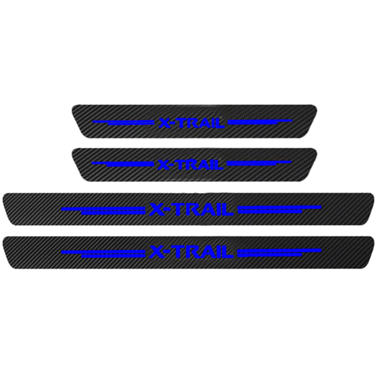 KAFMZEP Car Door Sill Protector for Nissan X Trail xtrail X-trail T30 T31 T32 T33 2002-2024 4PCS Car Door Sill Scuff Plate Carbon Fiber Stickers Accessories,Blue