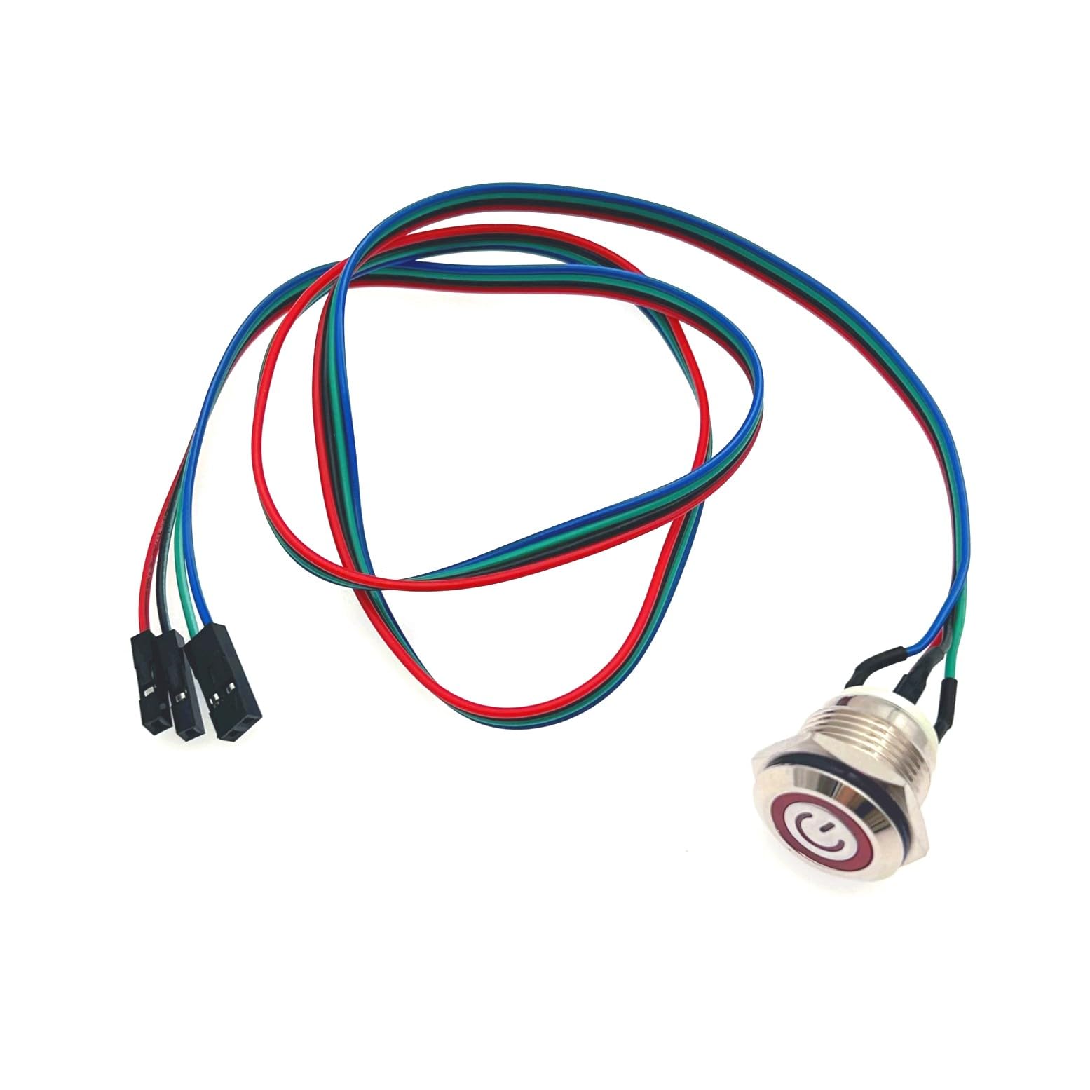 Pulsante Di Accensione LED Per PC Con Cavo 60 Cm, Interruttore ATX On/Off Per Case Computer, 12/16 Mm, Con Anello Luminoso - 4