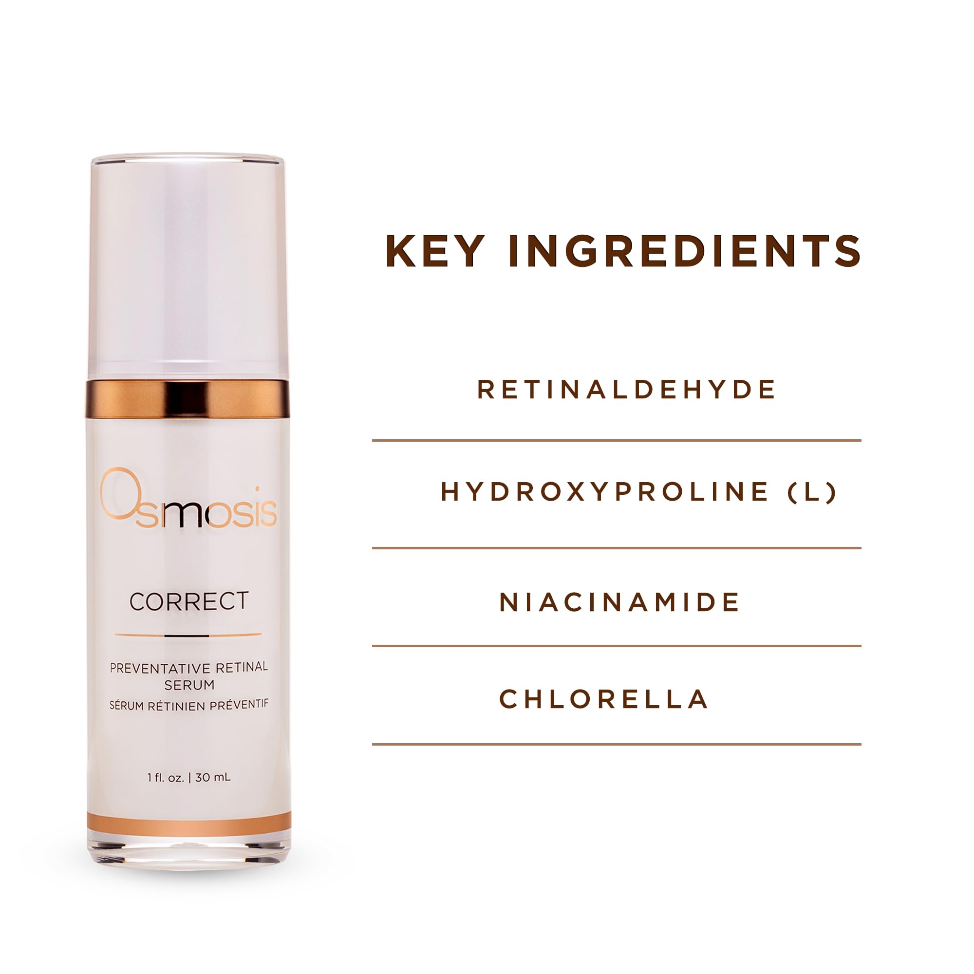 OSMOSIS CORRECT Preventative Retinal Facial Serum, Collagen Booster for Youthful, Radiant Skin for Aging, Pigmented, and Dry Skin, 1 Fl Oz
