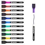 Magnetic Whiteboard Markers - 12 Count Colorful Fine Tip Dry Erase Markers with Eraser for Kids, Low Odor Thin Markers for Calendar Boards